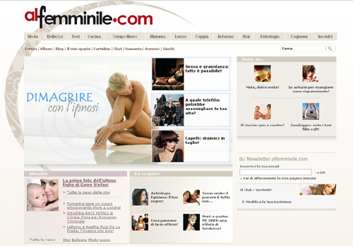 http://www.alfemminile.com/, importante e vivace community rivolta alle donne